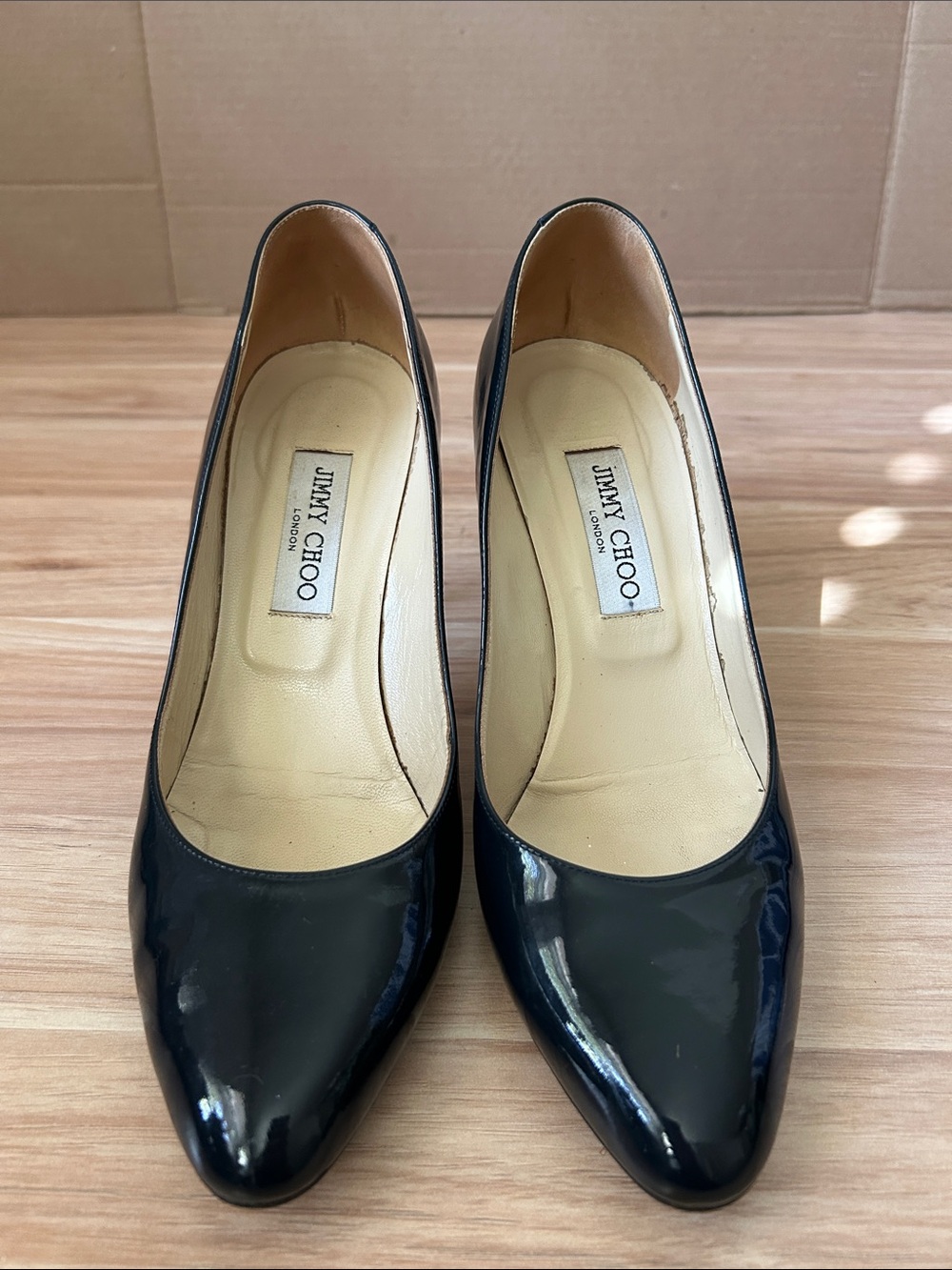 Jimmy Choo Black Patent Pointed Toe Pumps